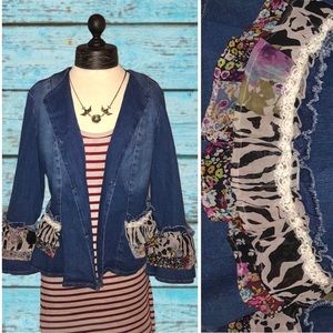 ‼️SOLD‼️Upcycled Handmade Bell Sleeve Denim Jacket